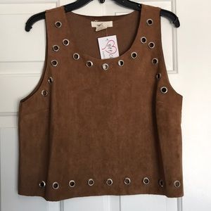 Vegan suede grommet top